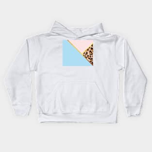 Abstract leopard print, color blocking blue Kids Hoodie